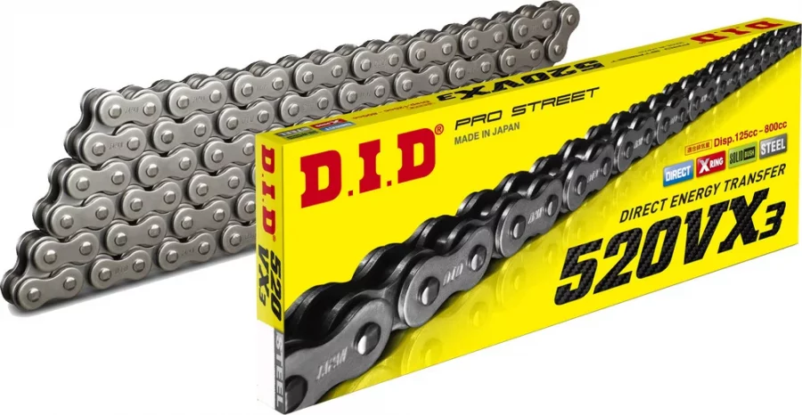 1223-1407 D.I.D 520VX3 X-Ring Chain – Natural – 120 Links – Himalayan 450