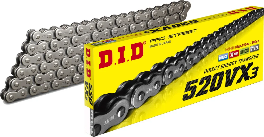 D.I.D 520VX3 X-Ring Chain – Natural – 120 Links – Himalayan 450
